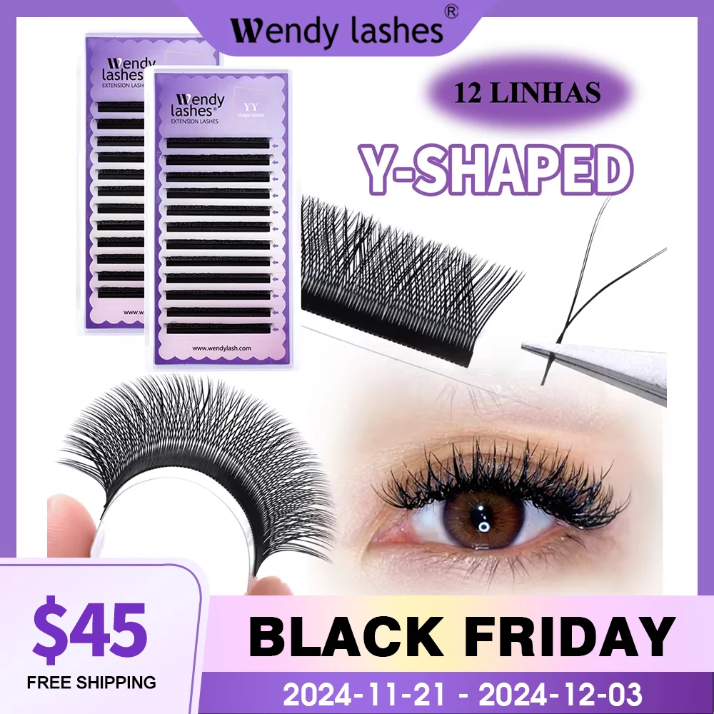 Wendy Lashes YY Shape Eyelash Extensions Premade Volume Fans Natural Soft Lashes Y Style Comfortable False Eyelashes