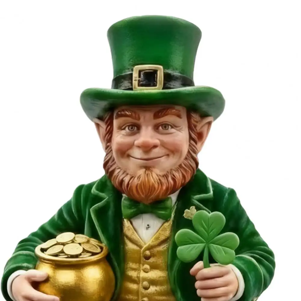 Langlebige Harz-Figur St. Patrick's Day Kobold-Figur Kleine Kleeblatt-Statue Harz-Kleeblatt-Ornament Mini-Kobold-Figuren
