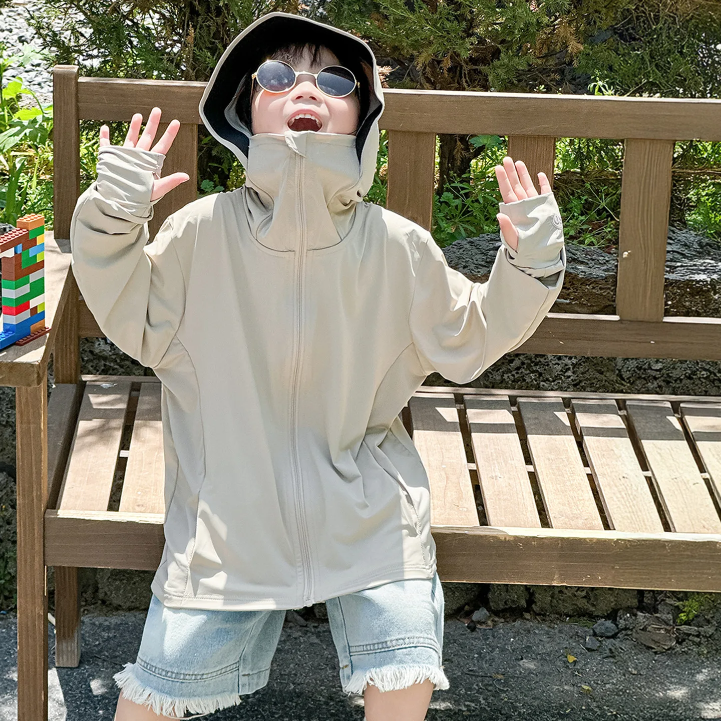 2026 Summer Kids Ice Silk Sun Protection Clothes Thin Breathable Hooded Long Sleeve Casual Lightweight Outdoor Coat Boys Girls