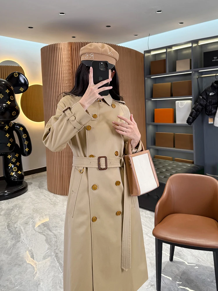 High Quality Long Length Metal Buckle Women's Coat Autumn Winter New Style 2026 Double Button  Collar Jacket