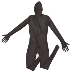 Arrive New Man's Slim Fit Whole Packed Elastic Whole Jumpsuit Laser Hologram Black Costumes