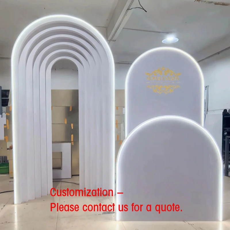custom.Fashionable Modern White Acrylic PVC Professional New Arrival Wedding Backdrop Set Customized Size Party Stage Arch Event