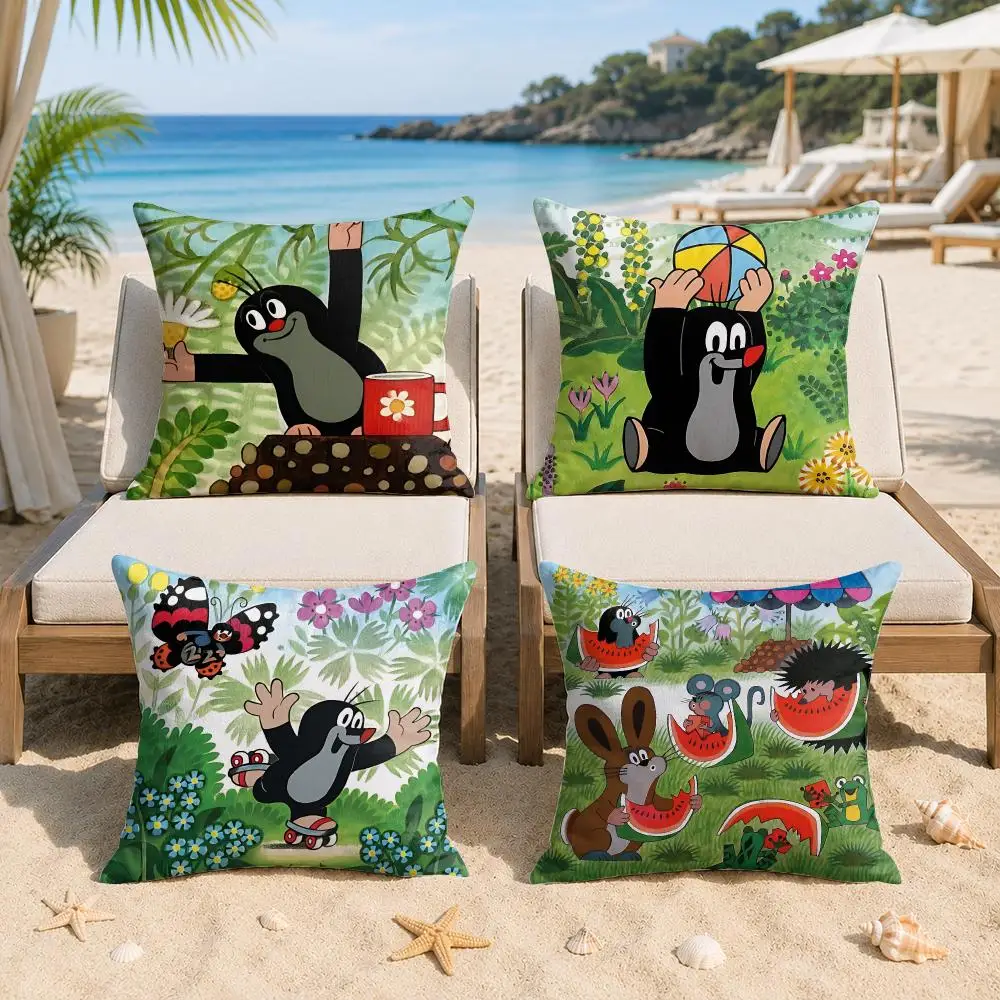 The L-Little M-Mole Cushion Cover Silky Short Plush Invisible Zipper Dustproof Sofa Pillow Case For Home Decor