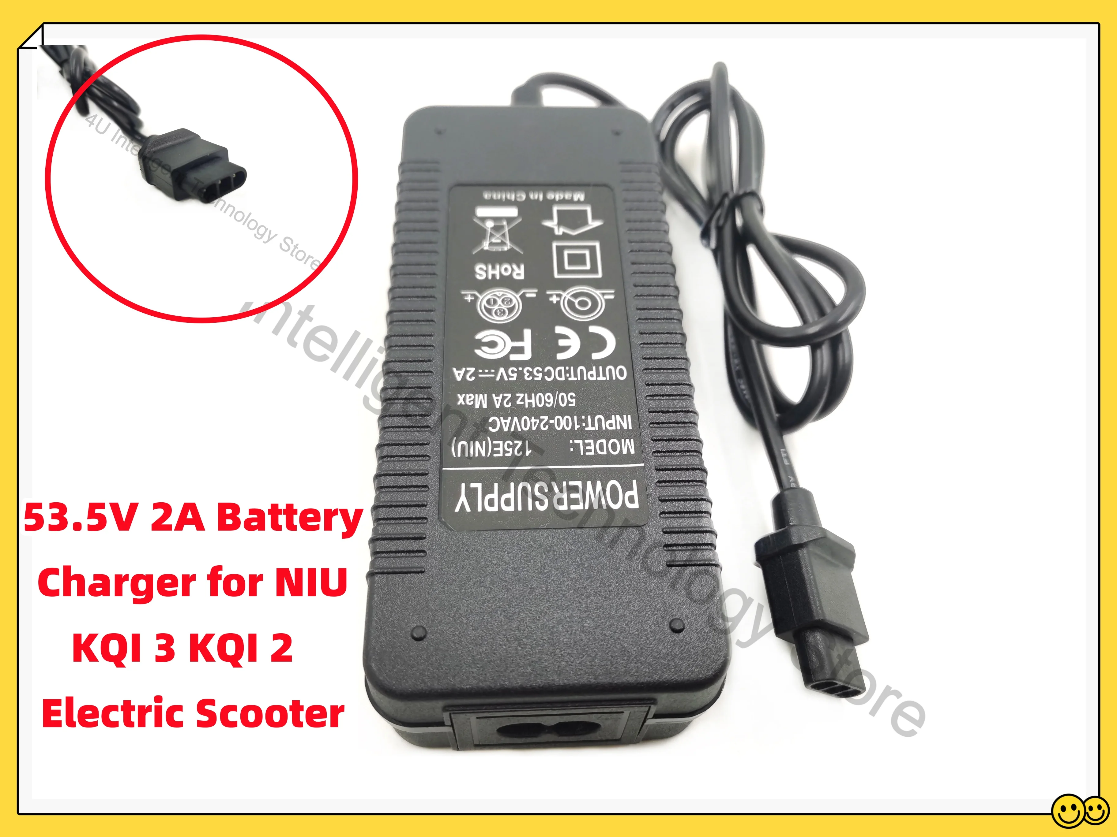 Electric Scooter 53.5V 2A  Battery Charger, Power Adapter Accessories, Fit for NIU KQI 3, KQI 2 Pro, 53.5V, 2A