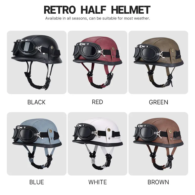 Germany Imported Helmet DOT German World War II Vintage Steel Helmets Motorcycle Half Helmet Leather Half Cover Locomotive
