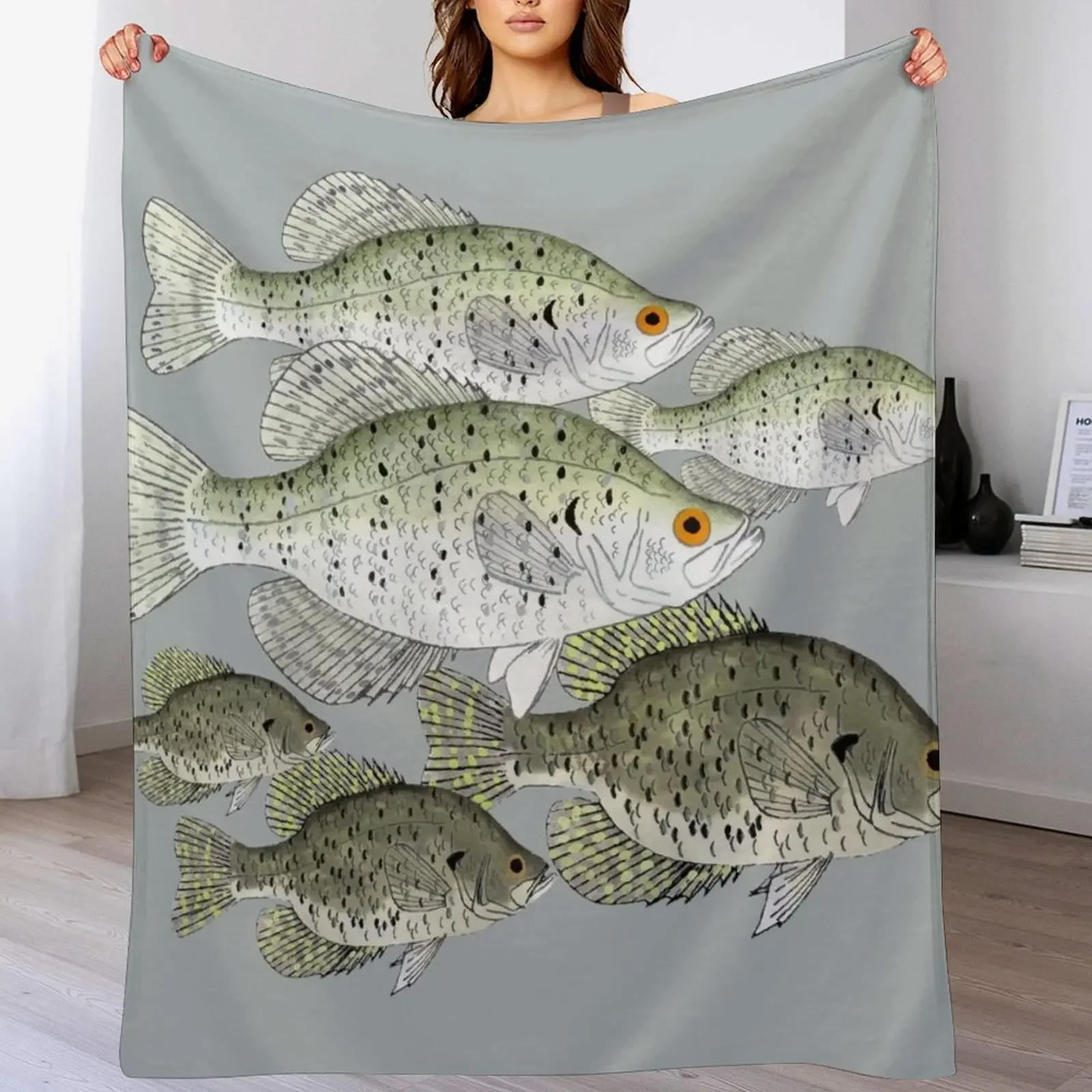Crappie School Throw Blanket Soft Cozy Blanket for Pet Kids Adults