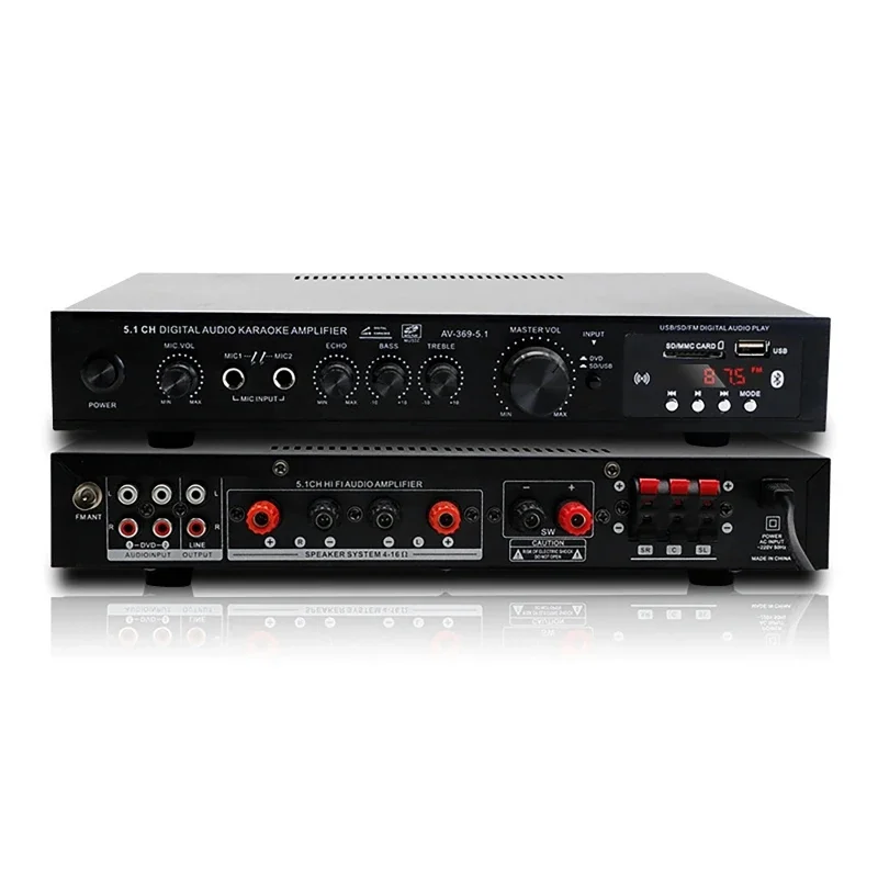 6 Channel Bluetooth 5.1 Sound Speaker AMP,Stereo Audio Amplifier Receiver,Home Theater Audio Stereo System Components