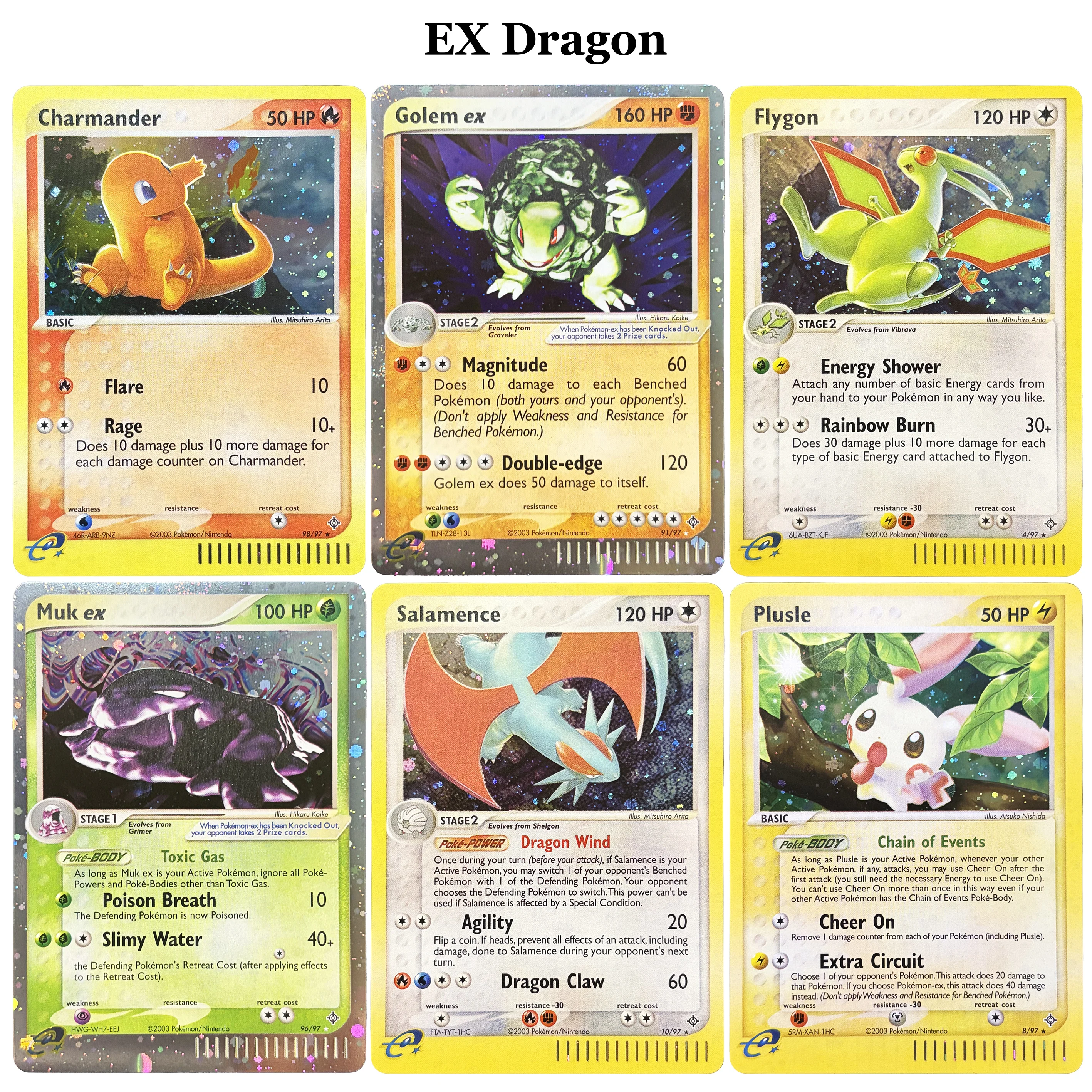 Vintage PTCG EX‑Dragon 2003 e‑Reader Holo Foil Cards Set Charmander #98/97 Secret Rare Pocket Game Collection Card DIY Gifts