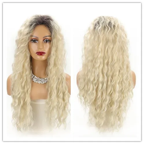 European and American wigs long curly hair, chemical fiber wig headgear, oblique bangs puffy wig headgear one wholesale