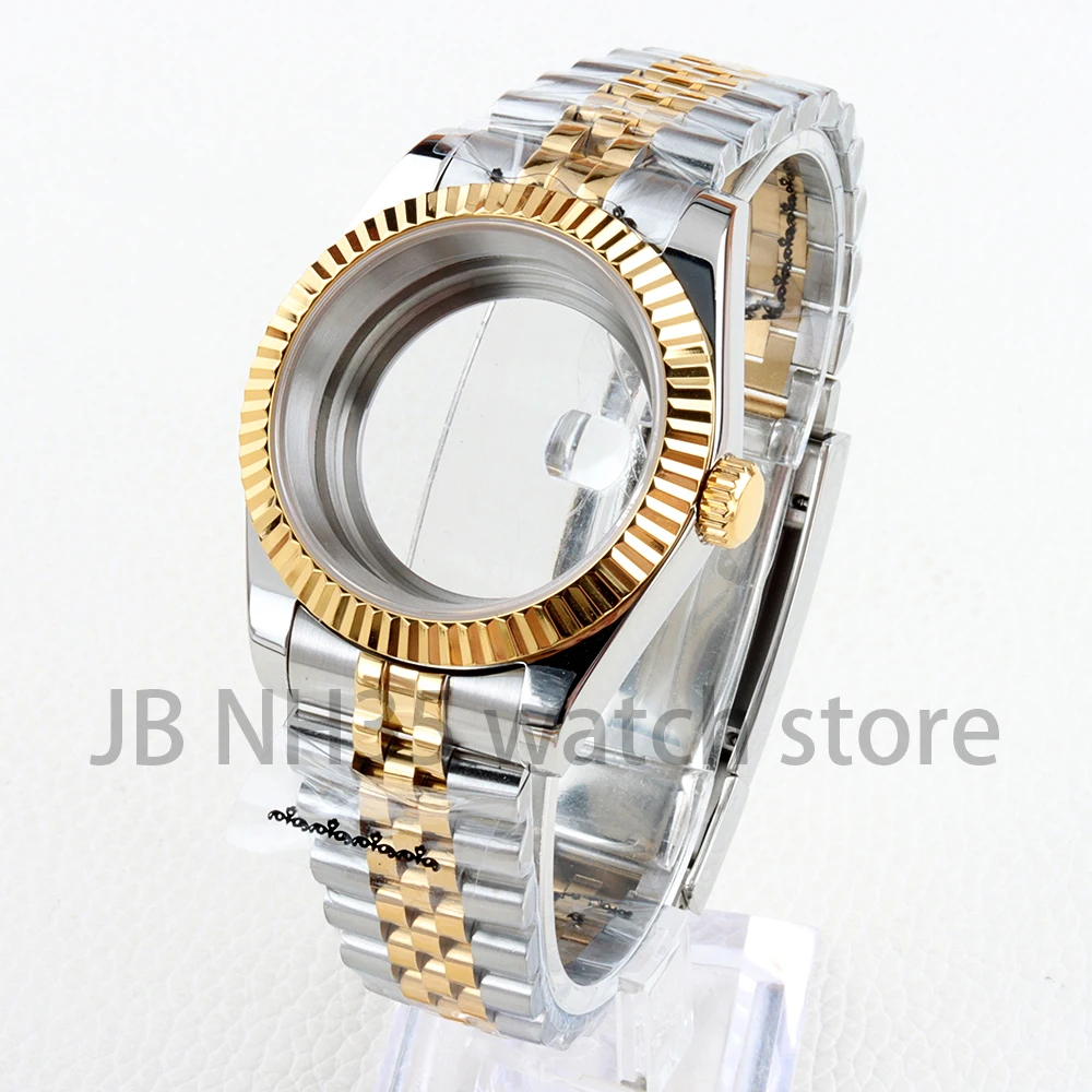 36/39 مللي متر ساعة ذهبية حافظة الياقوت الزجاج صالح Datejust Nh35 Nh36 حركة 28.5 مللي متر الهاتفي اليوبيل/حزام المحار مقاوم للماء ساعة