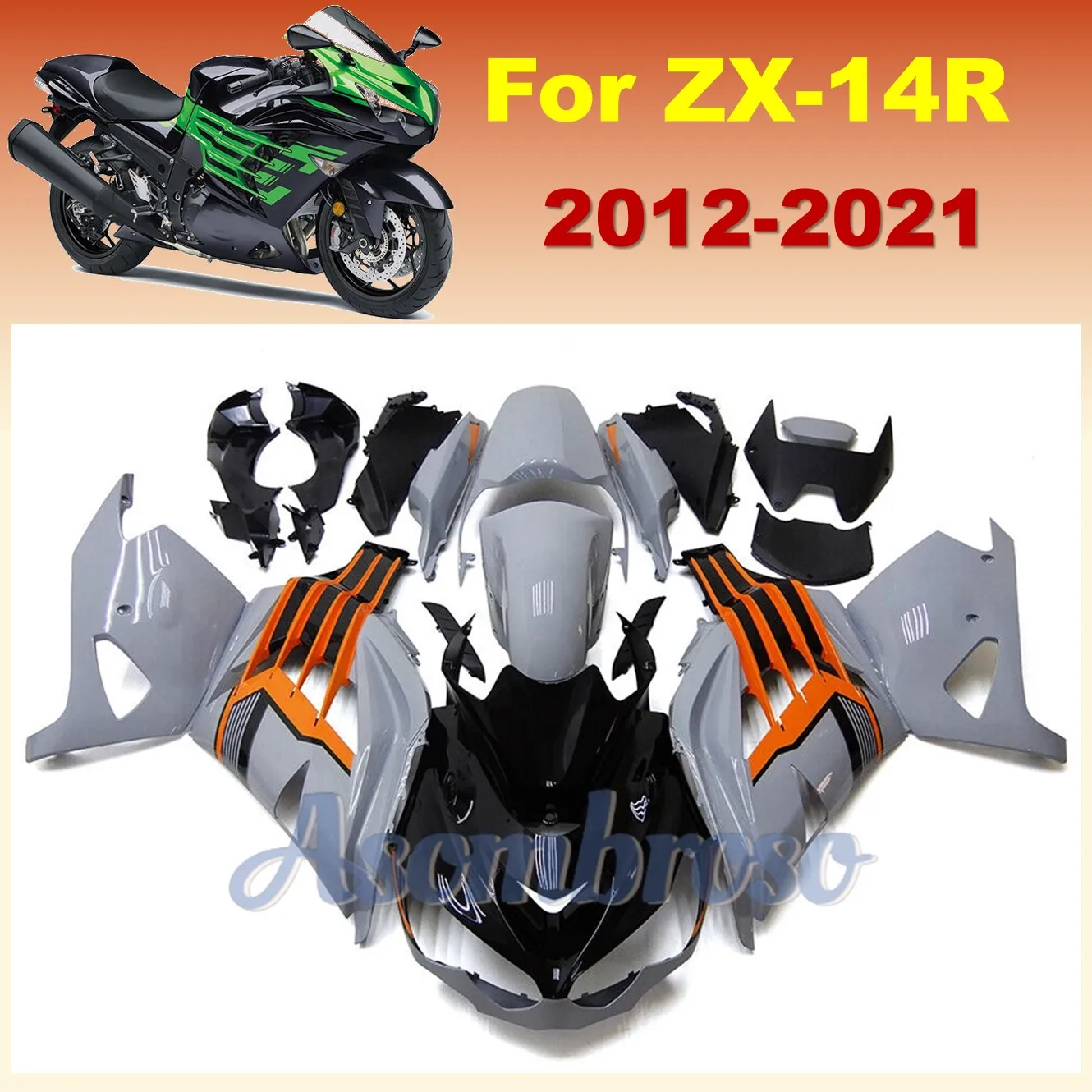 

Full Fairing kit Fit For Kawasaki ZX14R 2012-2021 ZX 14R ZZR 1400 ZXT40E ZZR1400 Nardo Gray ABS Injection Plastic Body Part