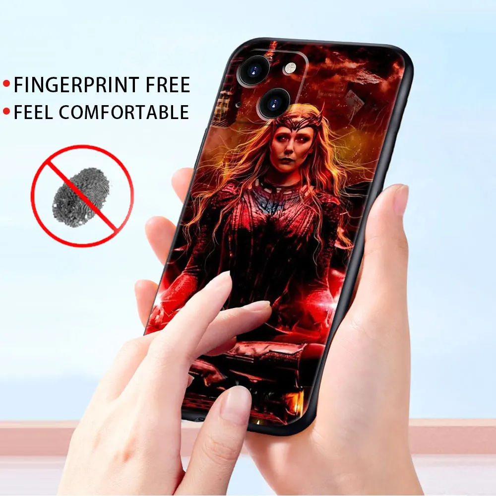 Phone Case For iPhone 15 14 13 12 11 Pro Max 5 5S 6S 6 7 8 Plus X XR 12 13 Mini Silicon Soft Cover Avengers Scarlet Witch Marvel