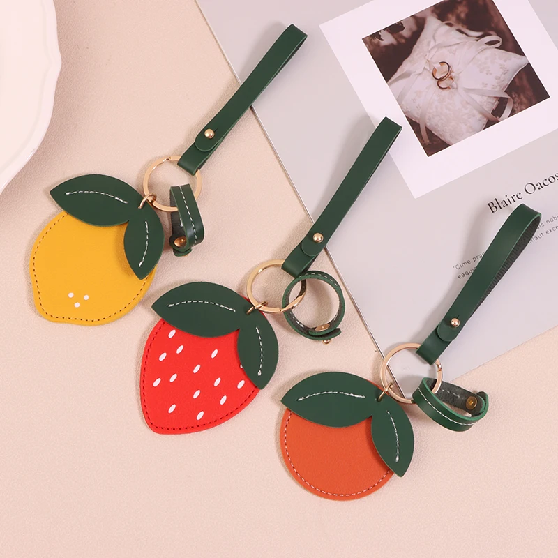 

Чехол-держатель для ключей с фруктами из искусственной кожи, клубника, лимон, оранжевый, держатель для карт доступа, защита от царапин, GPS-трекер, чехол для кошелька