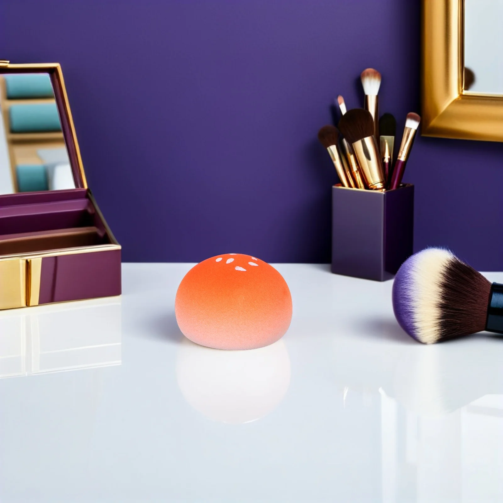 2개입 메이크업 스펀지 퍼프 독특한 번 모양 블렌더 건식 및 습식 겸용 페이셜 스펀지 파운데이션 파우더 크림용