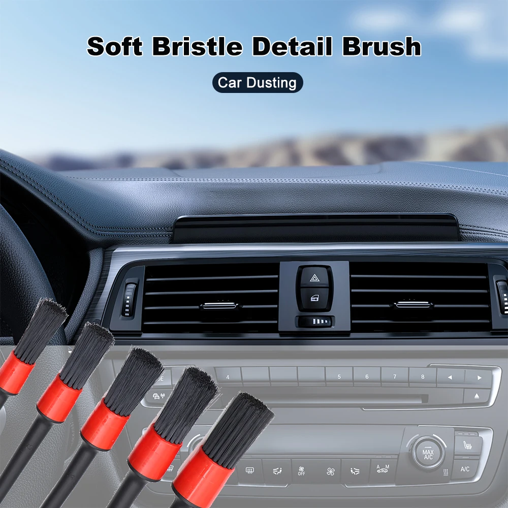 Podofo 5pcs Car Detailing Brush Kit Plastic Vehicle Auto Interior for Wheel Clean Set Air Conditioner Air Outlet Cleaning Brush