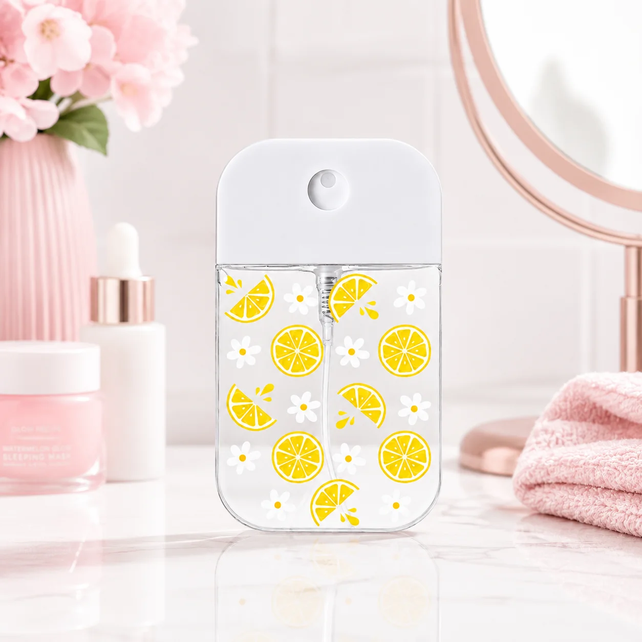 Atomiseur de parfum portable rechargeable en forme de carte plate, mini-distributeur de brume Lemon Daisy pour voyage, désinfectant, femmes