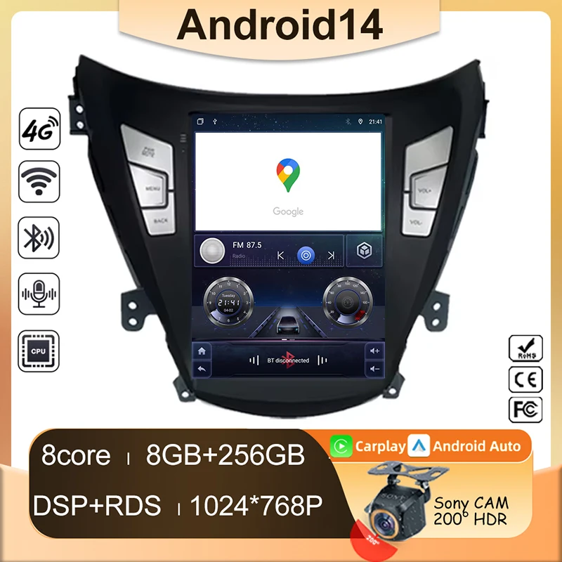 Car Radio 9.7 Inch For Hyundai Elantra Avante I35 2011-2013 Android Carplay Auto Multimedia Carplay 2din Video Navigation Stereo