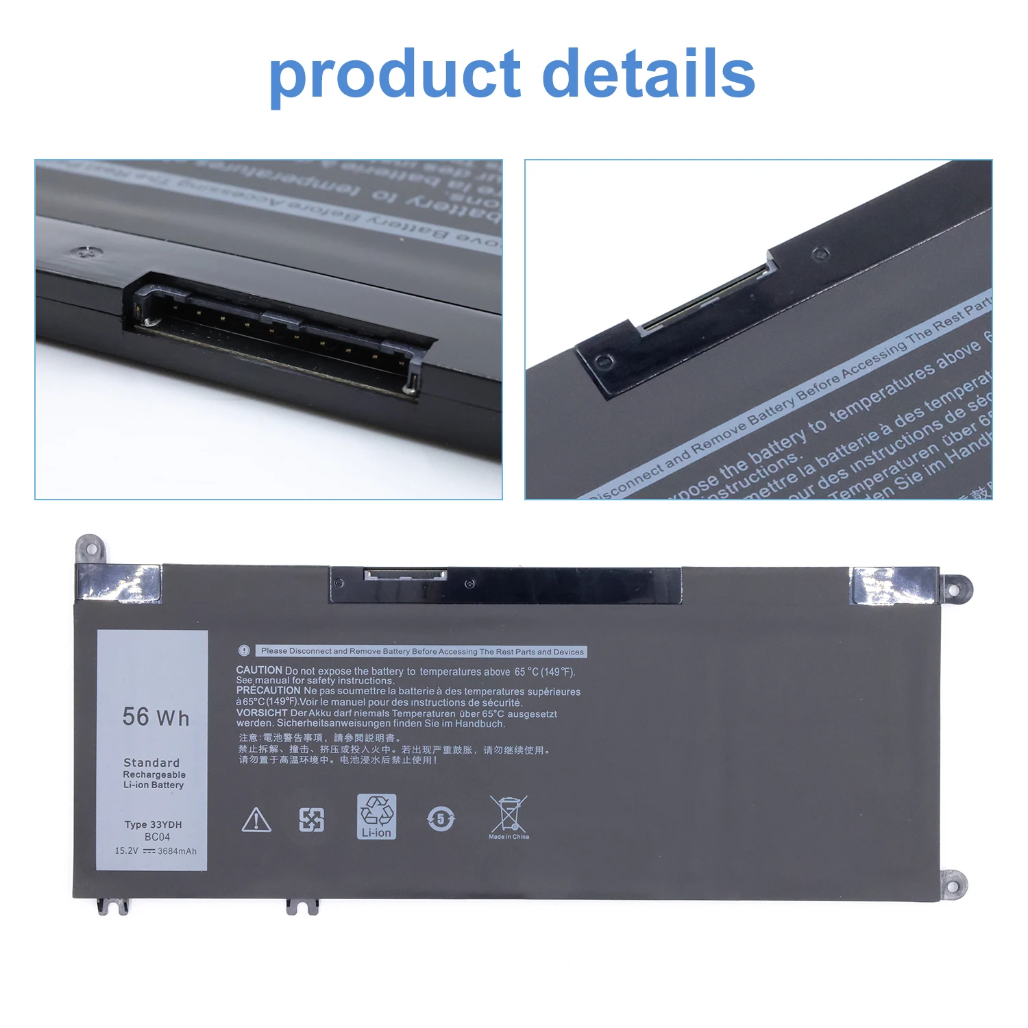 33YDH  Battery for Dell Inspiron 17 7000 7778 7773 15 7577 G3 3579 3779 G5 5587 G7 7588 Latitude 13 3380 14 3490 15 3590 3580
