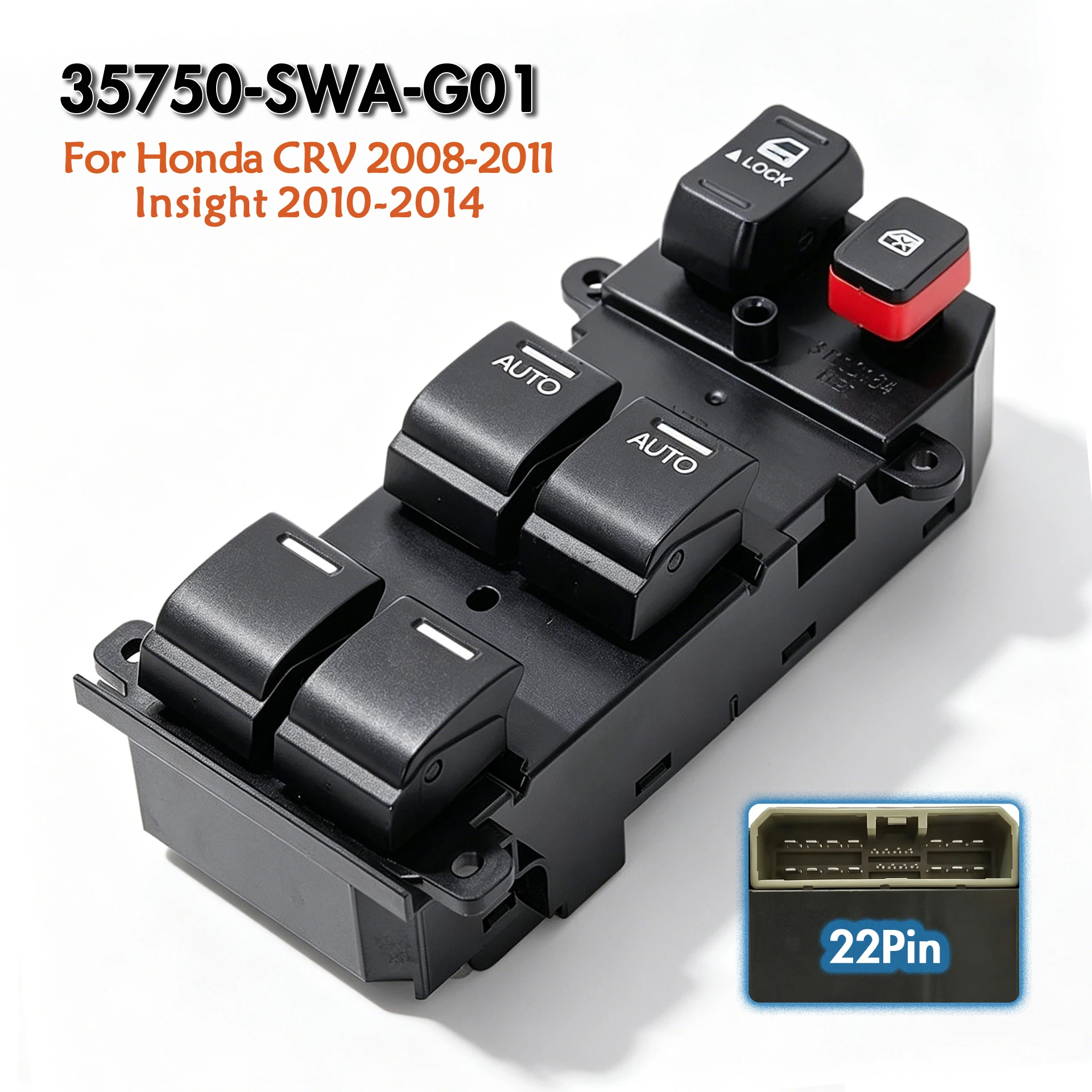 35750-SWA-G01 For Honda CRV CR-V Insight 2008-2014,Front Left Driver Side Master Power Window Switch Glass Lifter Control Button