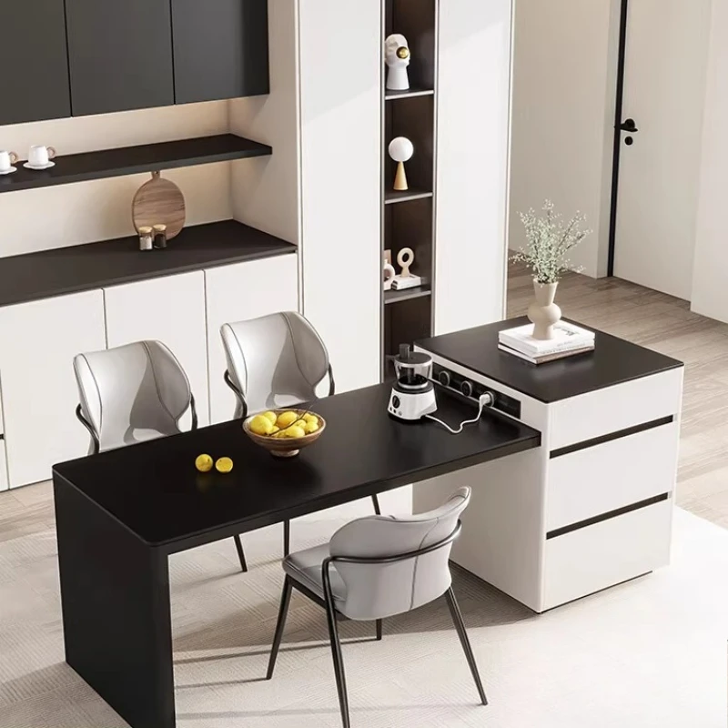 

Slate Island Dining Table Is Integrated with A Retractable Small Apartment Guide Table, Modern and Simple