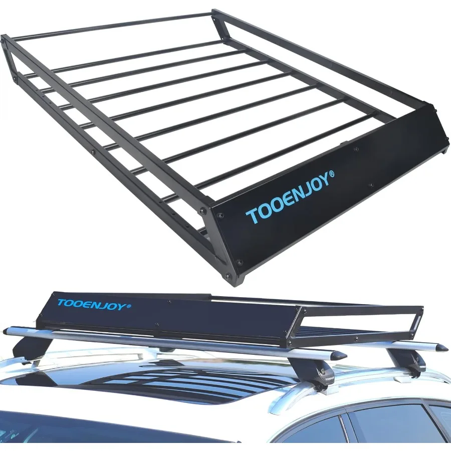 Roof Rack Cargo Basket 43x 35x 4.7 AntiRust Rooftop Cargo Carrier with Removable Wind Fairing Universal Car Top Luggage Holder