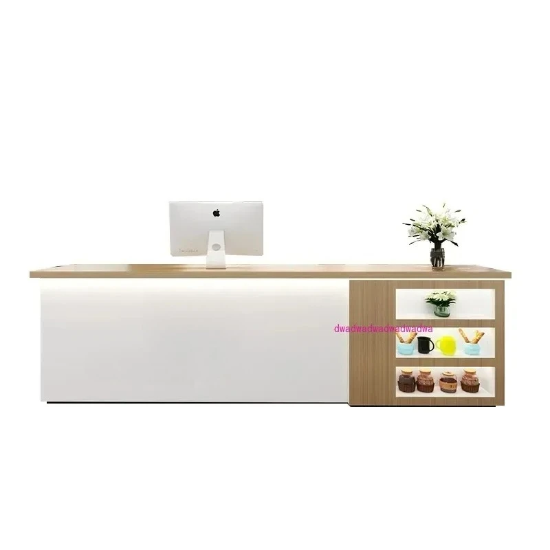 

Front Desk Reception Counter Clothes Table Professional Aesthetic Beauty Salon Furniture Pulpit for Modern Church Pink Bureau