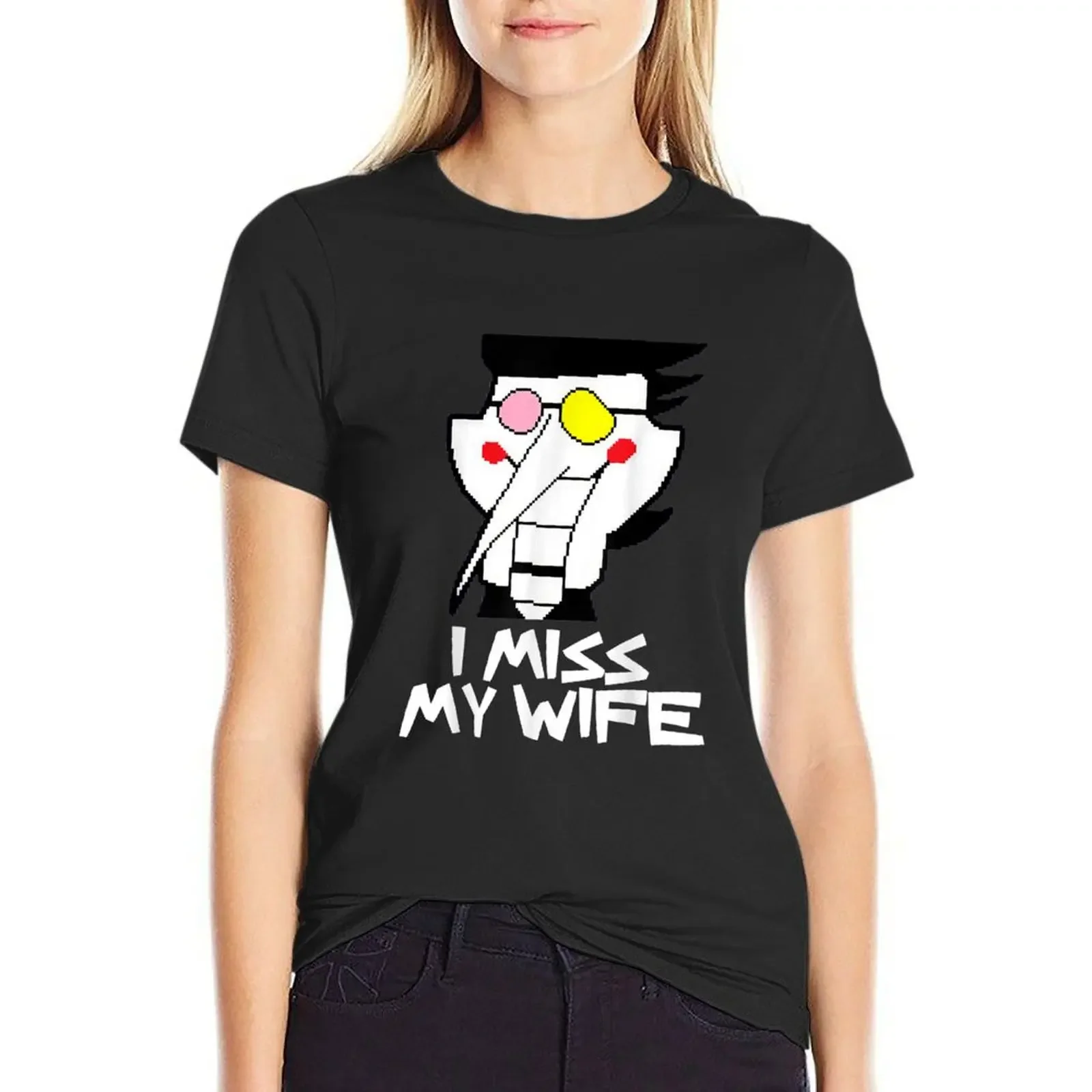 

I miss my wife - meme Funny T-Shirt cute tops graphics t-shirts for Women cotton