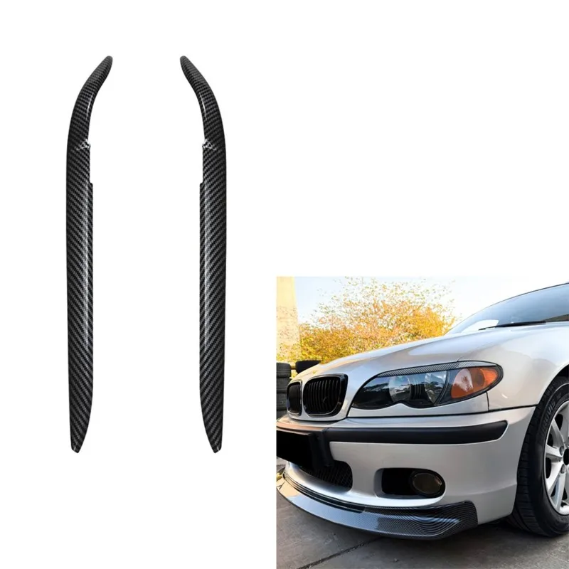 ABTD-Car Front Headlight Eyebrow Head Light Eyelid Eyebrow Carbon Fiber Trim Sticker For BMW 3 Series E46 1998-2004