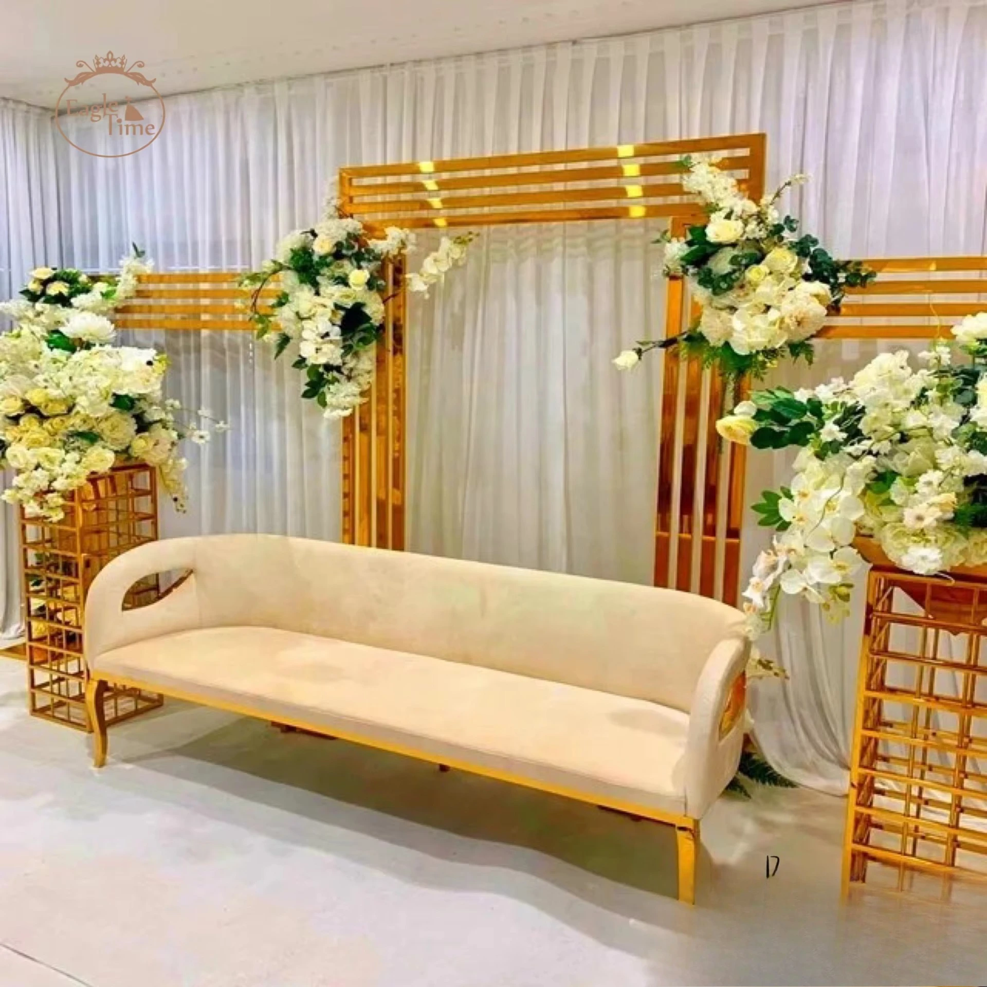 Elegant romantic stainless steel wedding decoration party stage gold bar background decoration