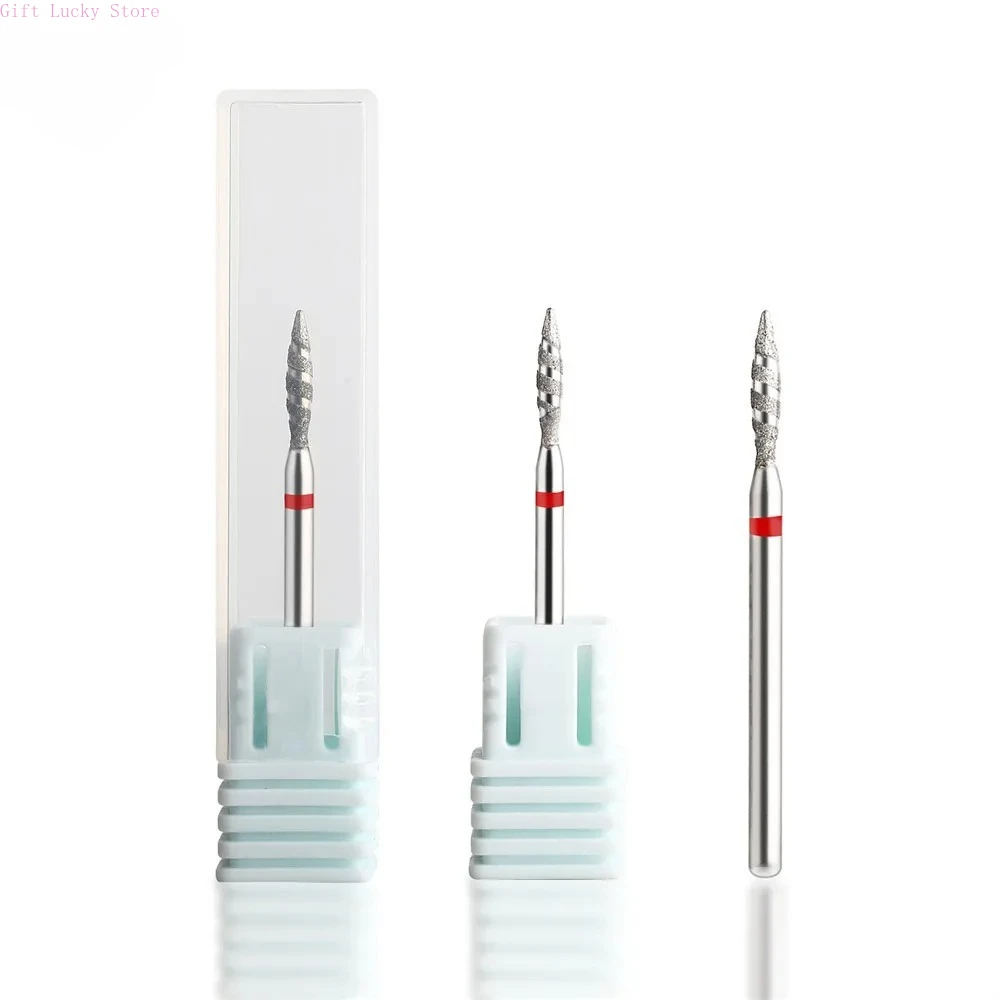 เล็บเท้าเพชร Burrs สําหรับไฟฟ้า Polisher อุปกรณ์เสริมเครื่องมือ 1/2 ชิ้น/กล่อง Tornado เปลวไฟเพชรเจาะเล็บ Bit Milling Cutters