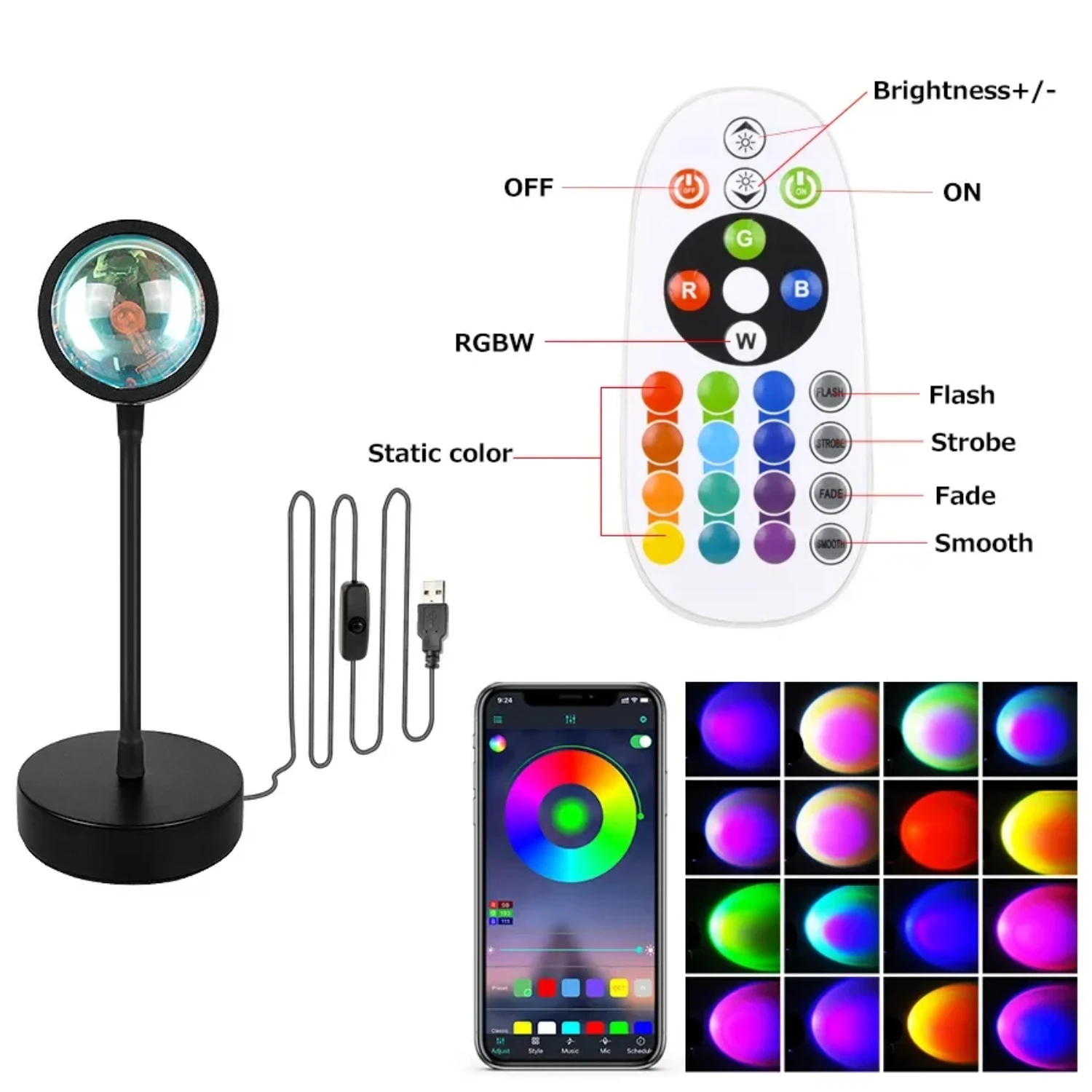 Neue Projektor Nachtlicht Sonnenuntergang Atmosphäre Nacht Lampe Bluetooth RGB Regenbogen Projektion Lampe Mit Fernbedienung Dekor