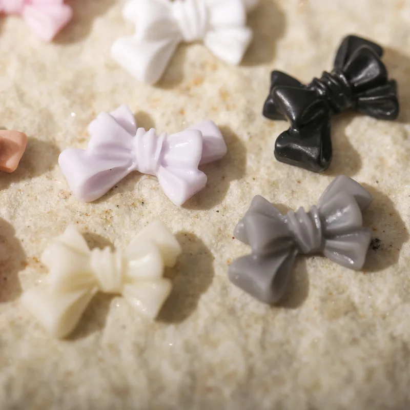 

50PCS Cute 3D Resin Bow Tie Nail Charms Matt Manicure Designer Supplies Frosted Bowknot Nails Art Decoration Parts Accessories