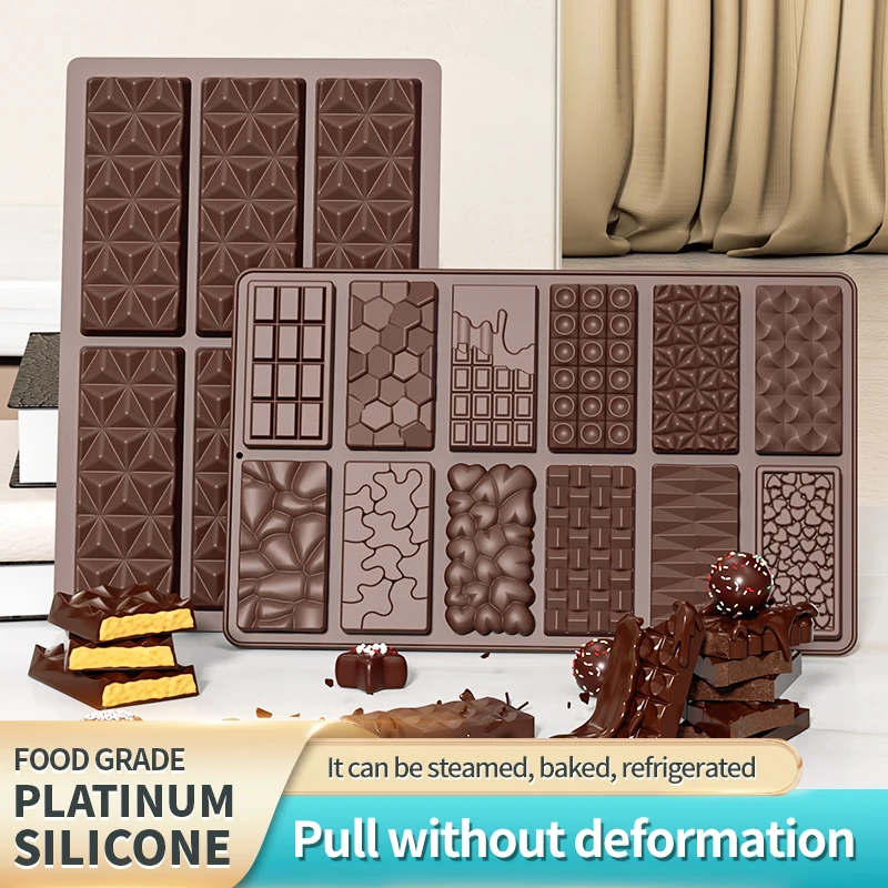 Dubai Chocolate Bar Mold for Filling Pistachio, Small Candy Bar Molds Silicone Christmas Chocolate Molds for Stuffed Bar Thick