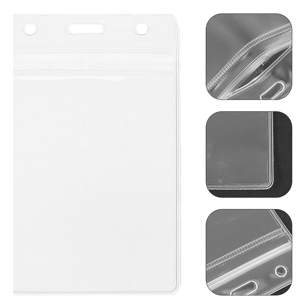 

6Pcs PVC Plastic Card Holder Clear Badge Cover Work Card Protector Waterproof for Office Exhibition School
