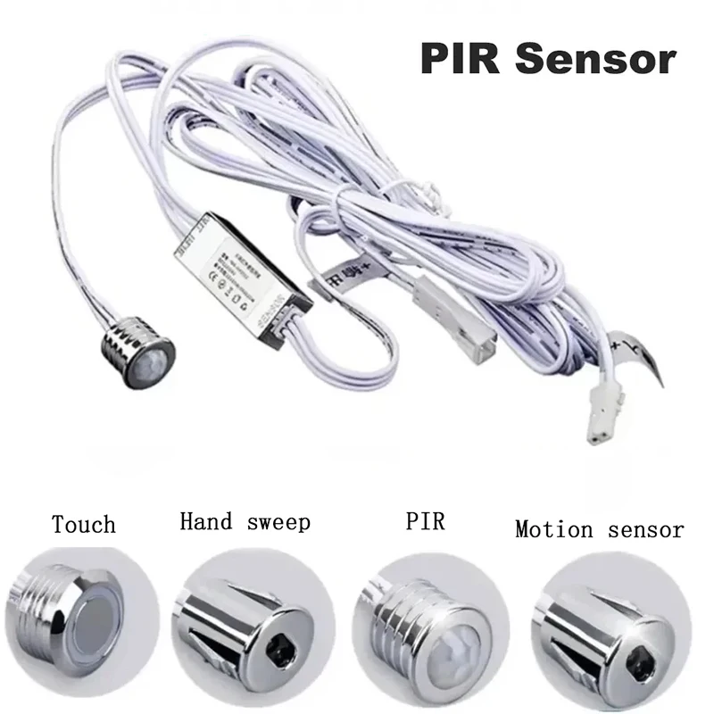 Mini Touch Sensor LED Lamp Sensing Switch DC 12-24V 5A Door Control Masking Type Sensor with DuPont Connector Cable for Cabinets