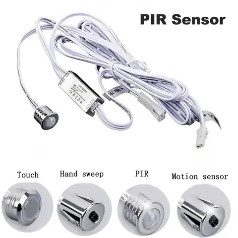 Mini Touch Sensor LED Lamp Sensing Switch DC 12-24V 5A Door Control Masking Type Sensor with DuPont Connector Cable for Cabinets