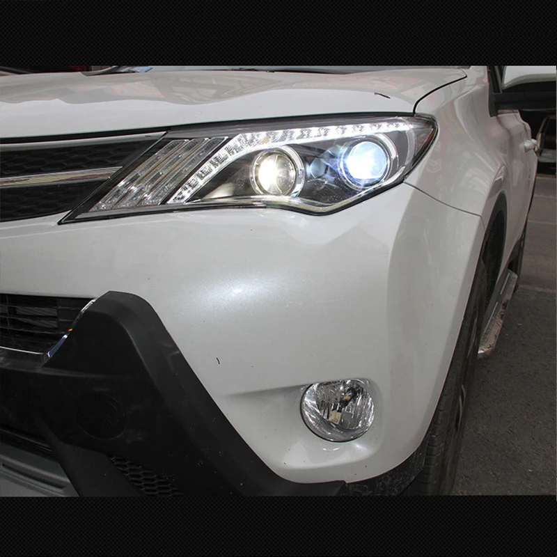 

Для фар Toyota RAV4 2013 2014 2015, светодиодные фары DRL, биксеноновые линзы, дальний ближний свет, парковочные противотуманные фары