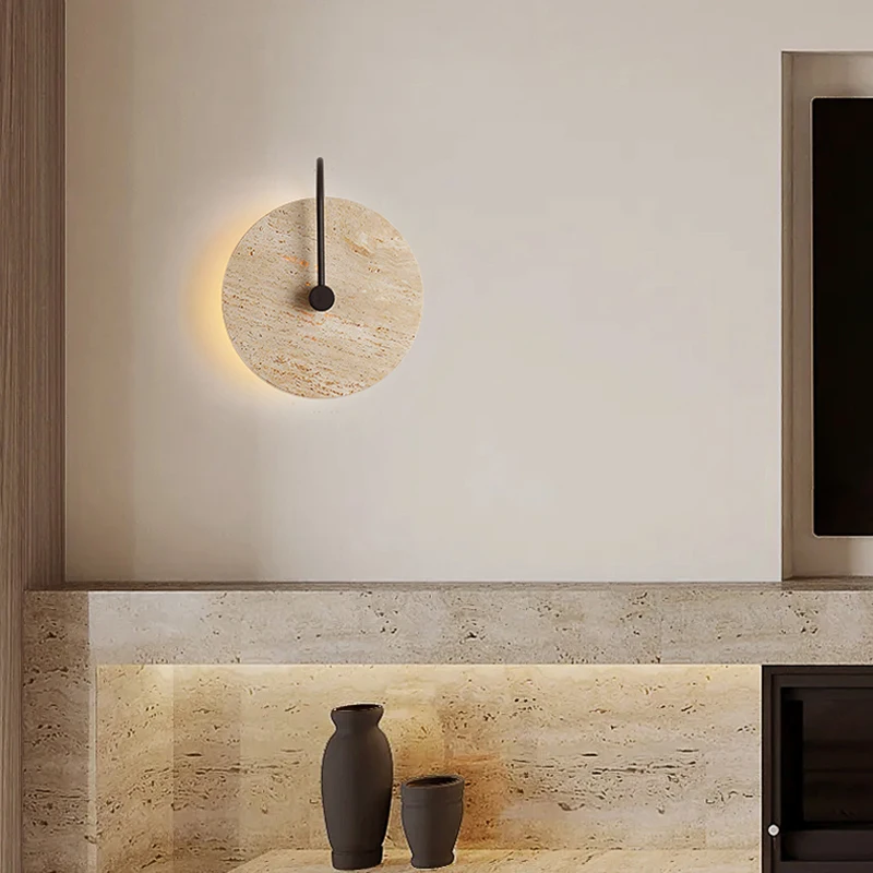 Modern Creative Wabi Sabi  Design Round Yellow Cave Stone Studio Home Decoration Wall Lamp Room Living Room Led Sconce Light