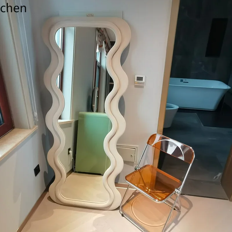 DSA Retro Wave Design Full-Length Mirror Irregular Floor Mirror Dressing Mirror Wall-Mounted Irregular Shape