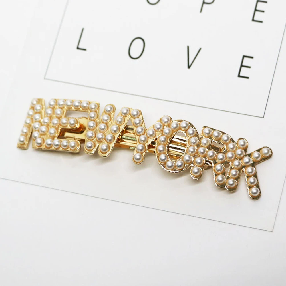 

4pcs Pearl Clips City Name Barrettes Elegant Fashion Hair Accessories For Party Banquet Women Unique Design Simple Shining