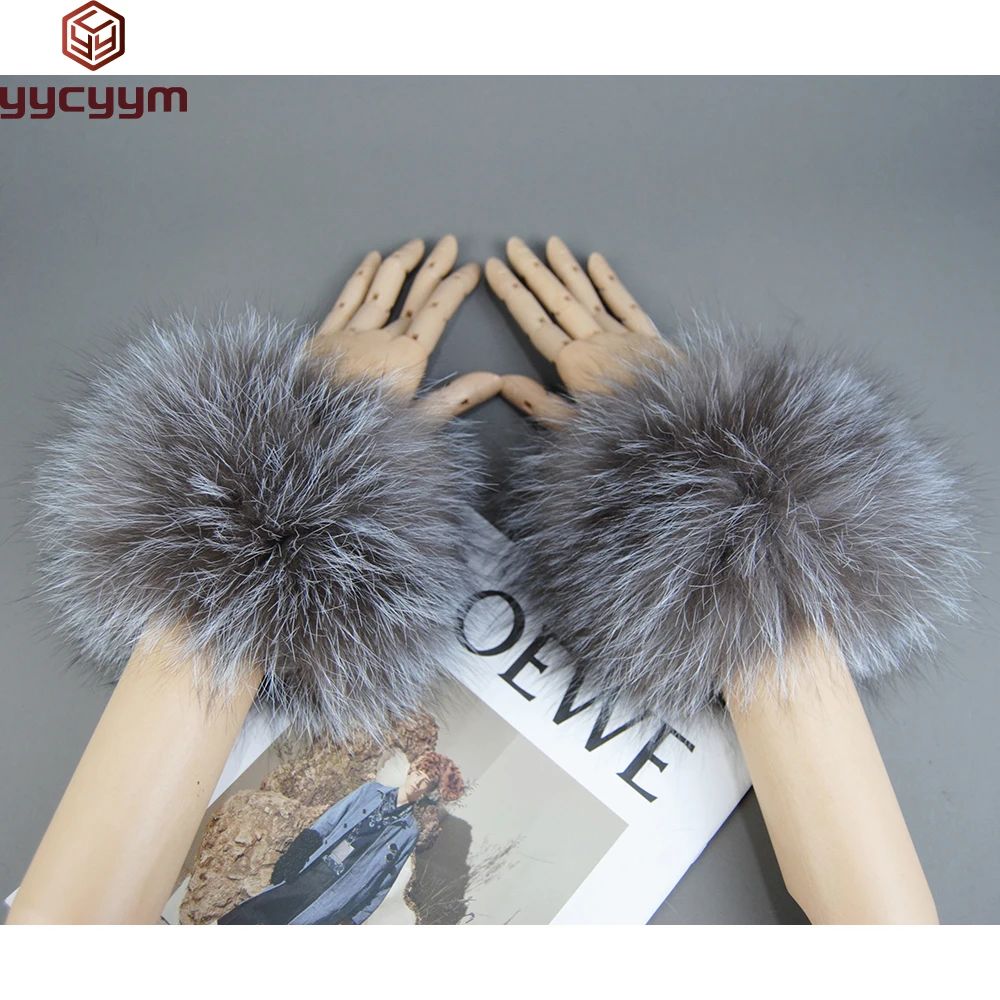 

2024 New Style Fox Fur Cuff Arm Warmer Lady Bracelet Real Fur Wristband Glove High Quality Fox fur Cuffs Hot Sale Wrist Warmer