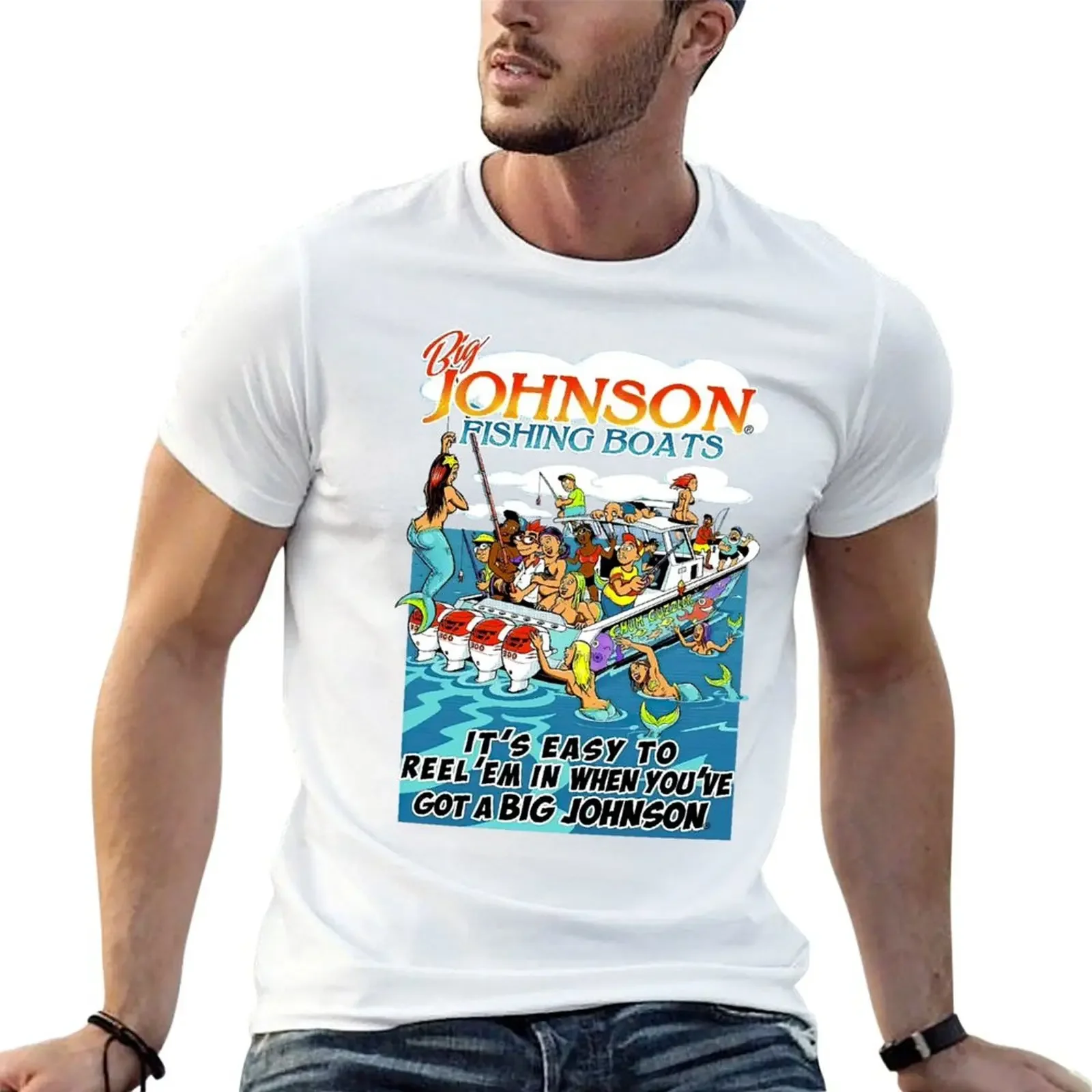 Big Johnson Fishing Boats T-Shirt graphic tee shirt Short sleeve tee mens t shirts pack