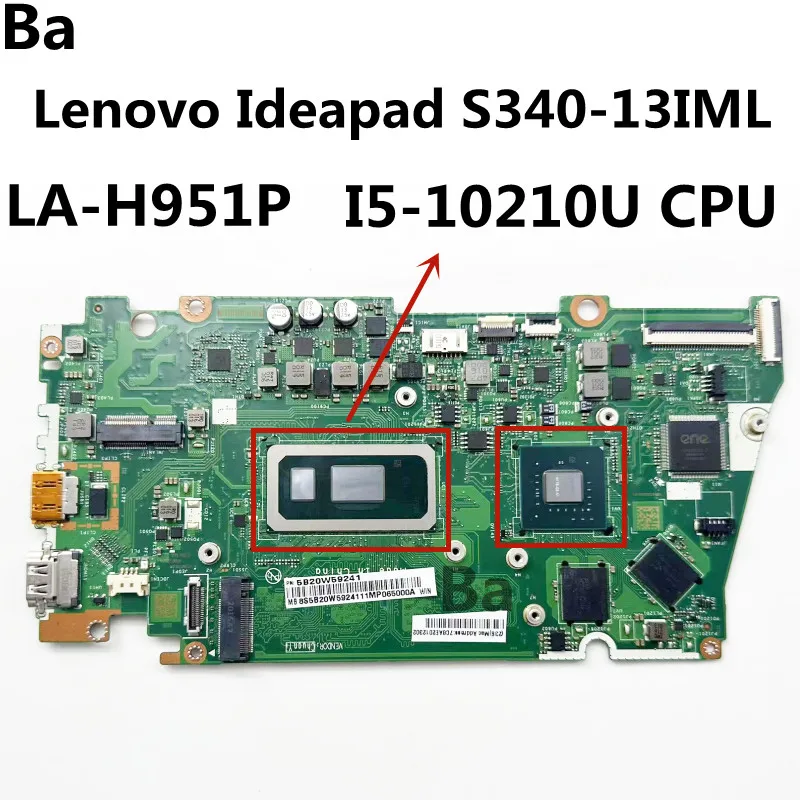 

For Lenovo ideapad S340-13IML Laptop Motherboard LA-H951P CPU I5-10210U GPU MX250 2GB RAM: 8GB 100% Test OK