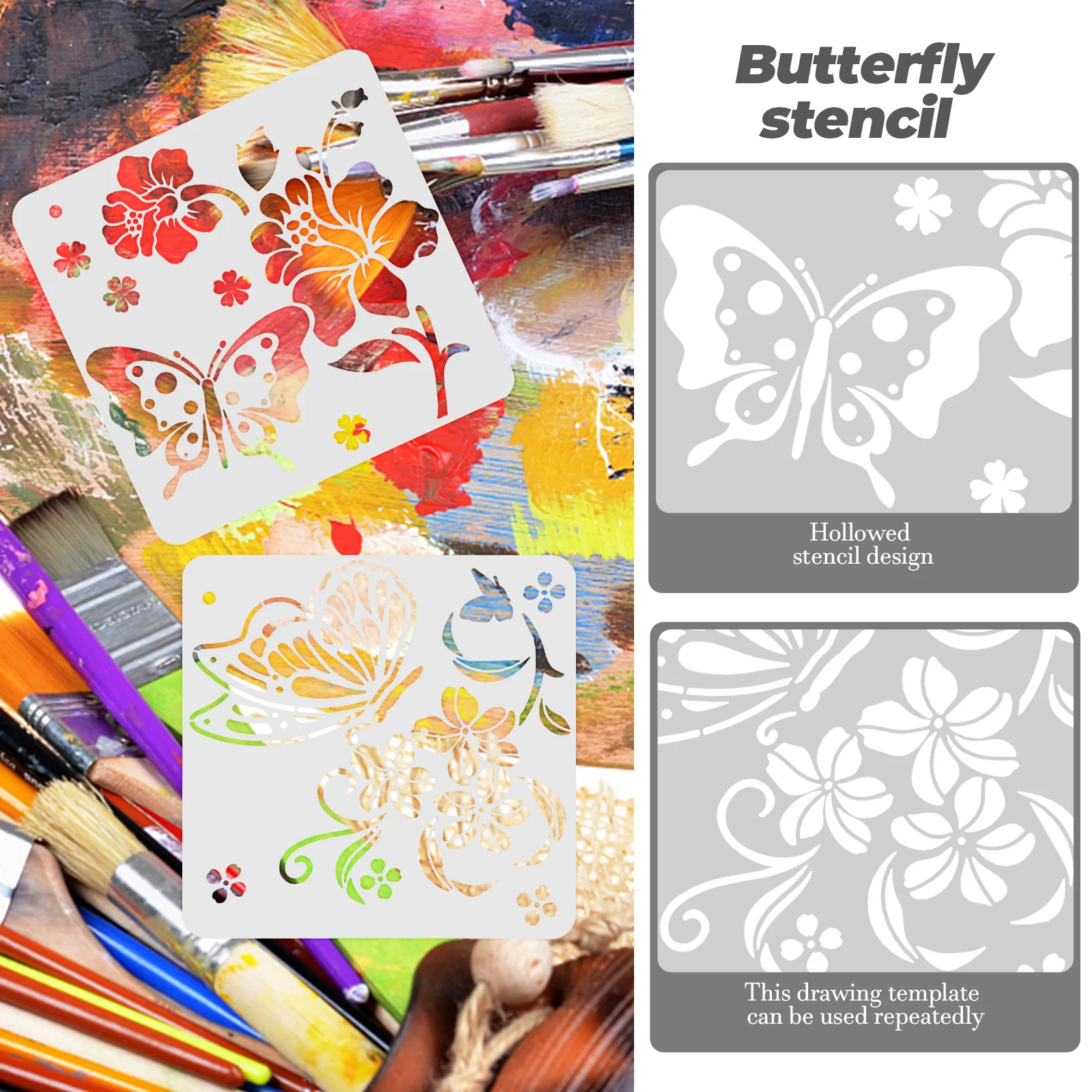 12 Sheets Paint Canvases for Painting Template Large Stencils Butterfly Child Kids