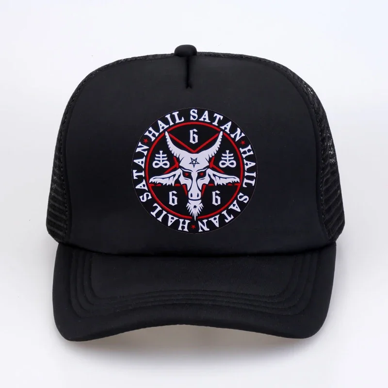 Hail Satan cap for men Pentagram rock goth unholy satanic punk baseball cap Satan Satan Baphomet Goat in Pentagram Unholy hat