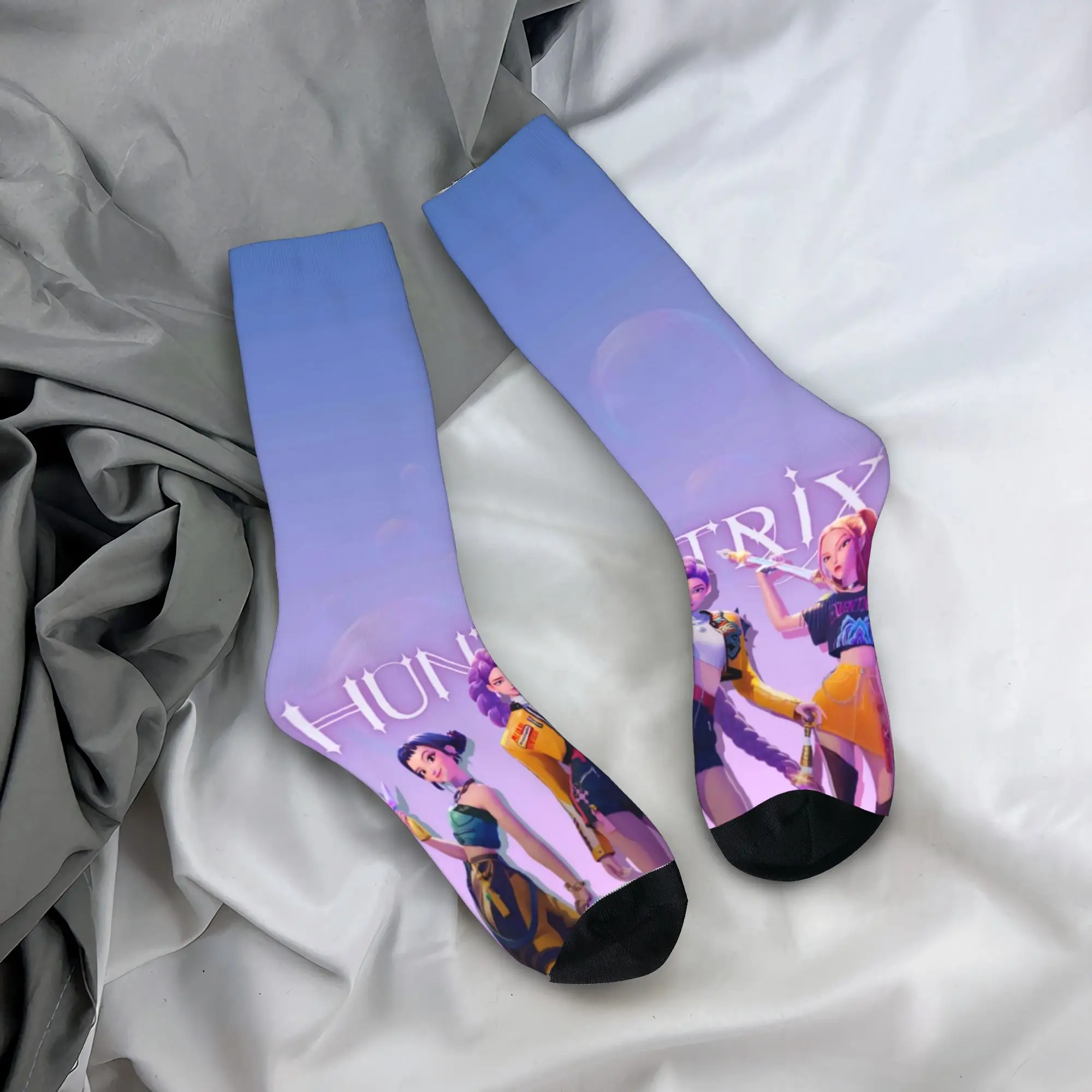 

Носки Huntrix для девочек в стиле Kpop, готические чулки, осенние противоскользящие мужские носки, мягкие велосипедные носки с рисунком