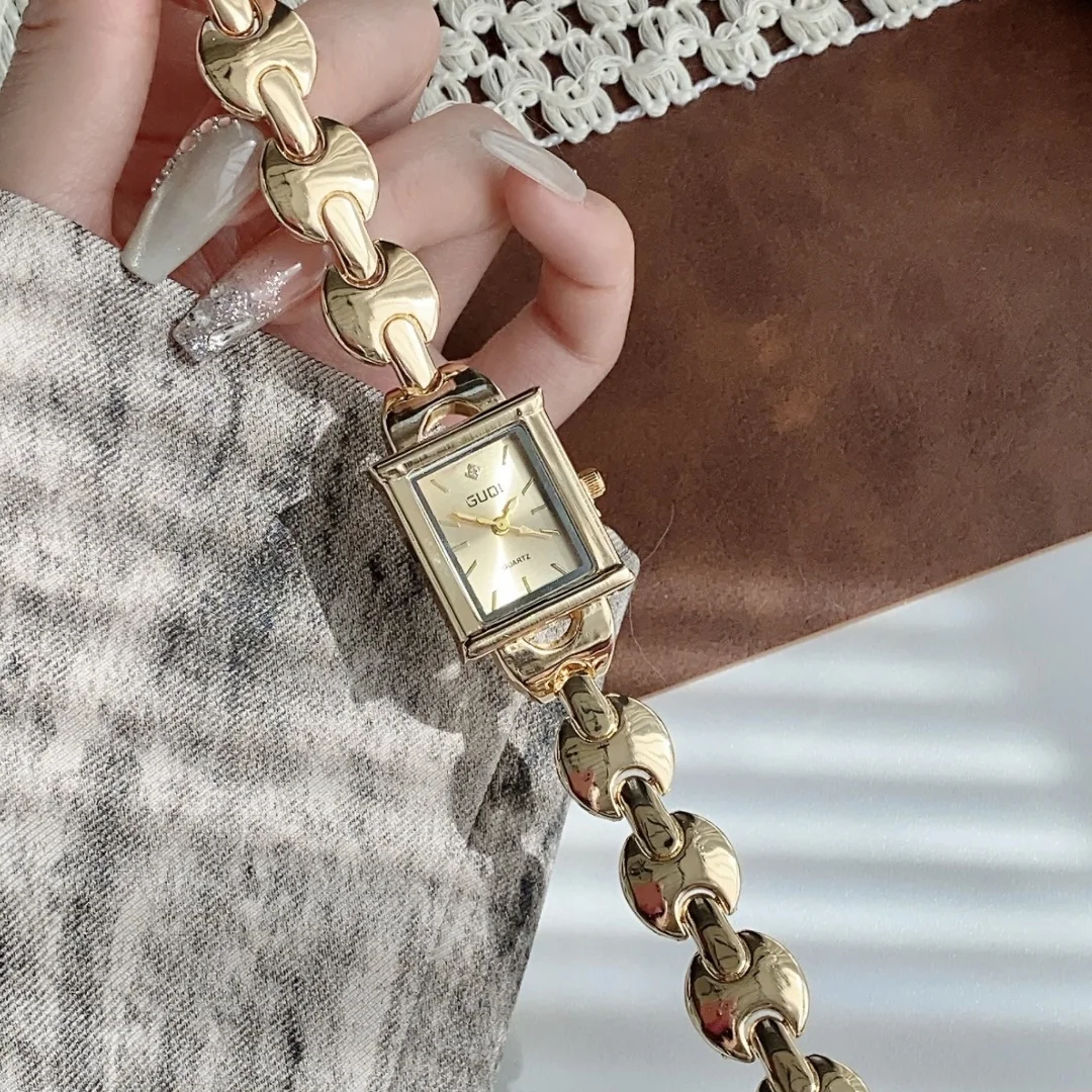 ساعات يد مربعة عصرية للسيدات بسيطة وأنيقة ساعة نسائية صغيرة سوار ذهبي ساعات كوارتز بنات montre فامLadin