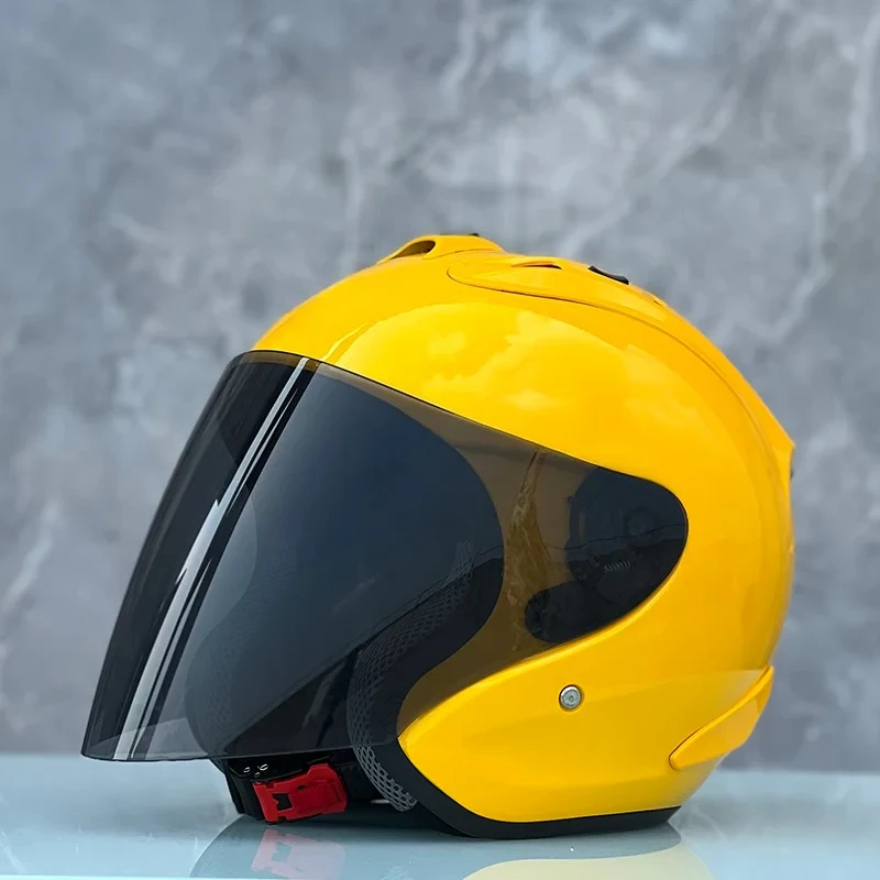 3/4 Open Face Helmet Ram4 Glossy Yellow Motorcycle Helmet Summer Jet Scooter Motobike Half Helmets Cascos Para Moto