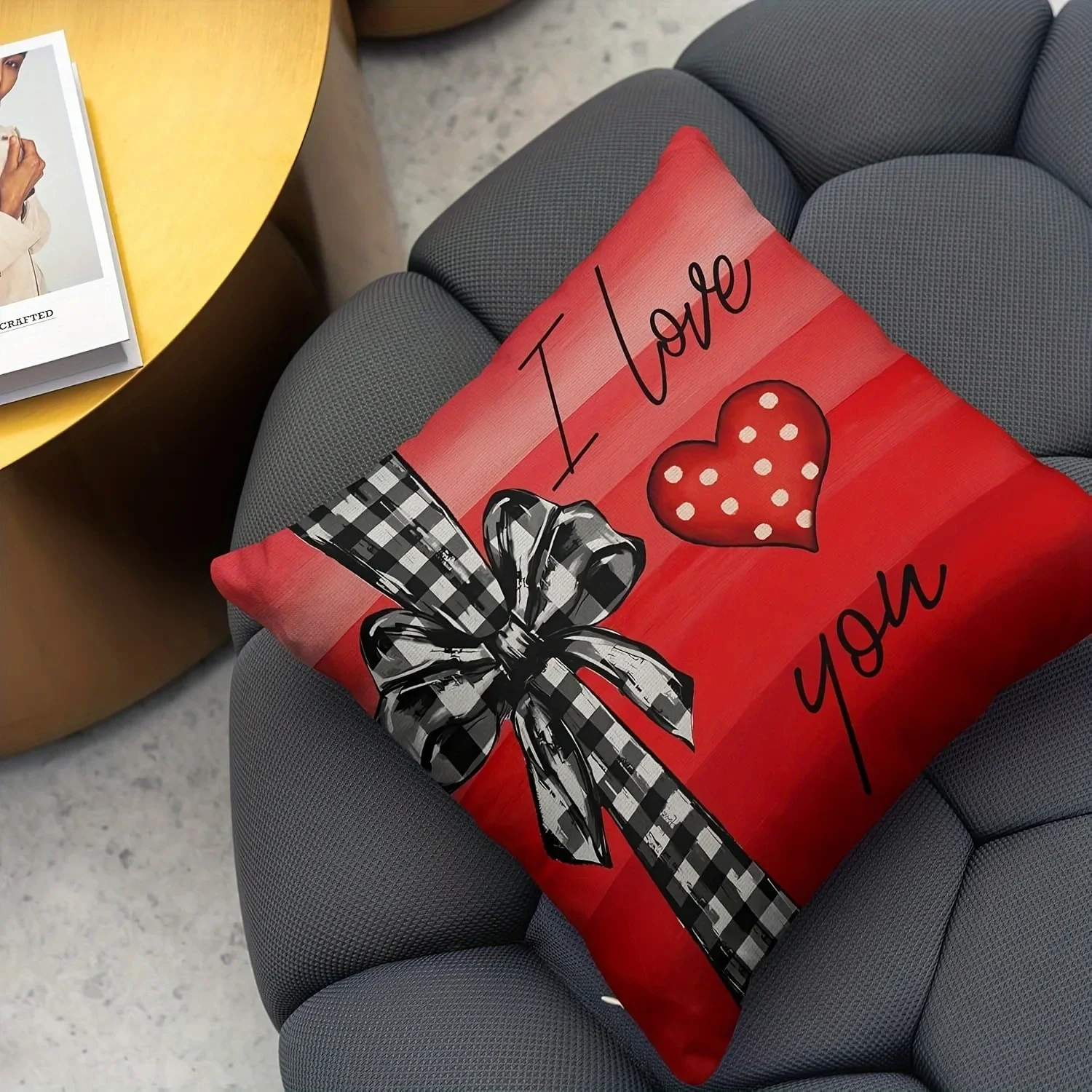 Valentine\'s Day decoration pillowcase gift sweet romantic home room decoration bowknot dwarf love pattern Sofa cushion cover