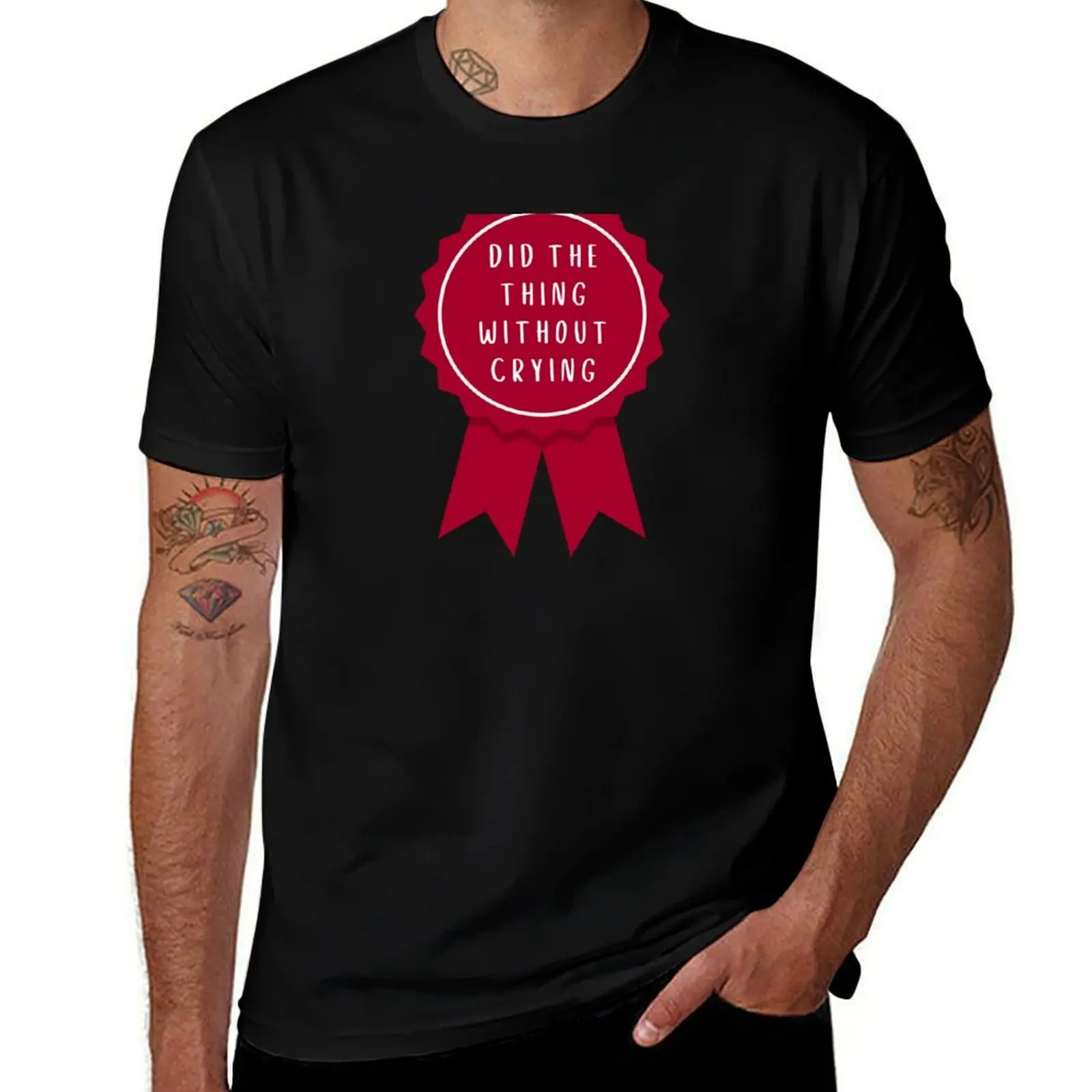 did the thing without crying - red aesthetic book quote for book lovers T-Shirt Moisture Wicking Athletic T-Shirt